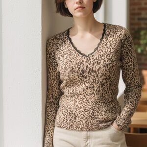Belford for Saks 5th Ave Animal Print Cashmere Sweater